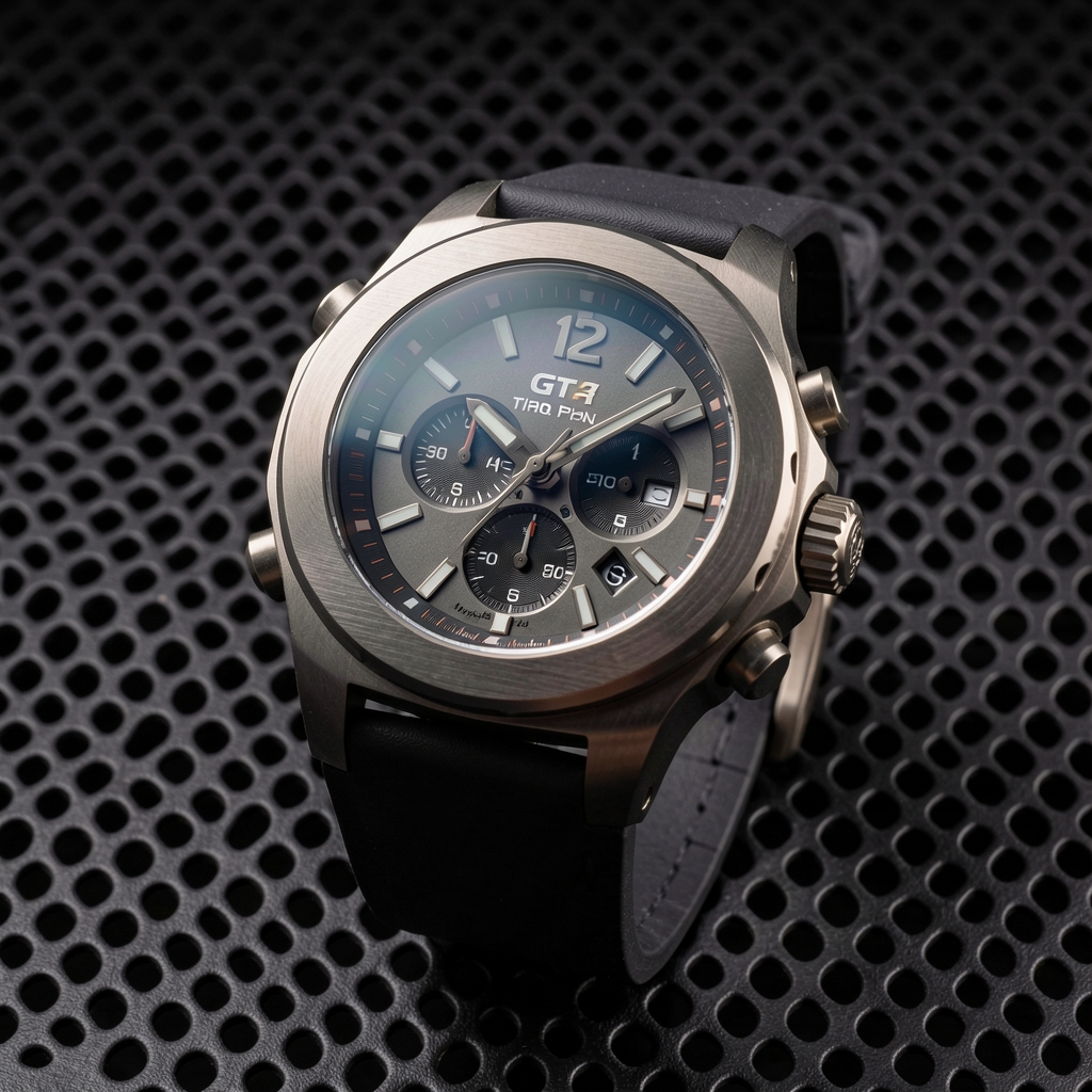 Huawei Watch GT3 Pro titan sportski sat sa keramičkim kućištem i sapfirnim staklom na crnoj mrežastoj podlozi