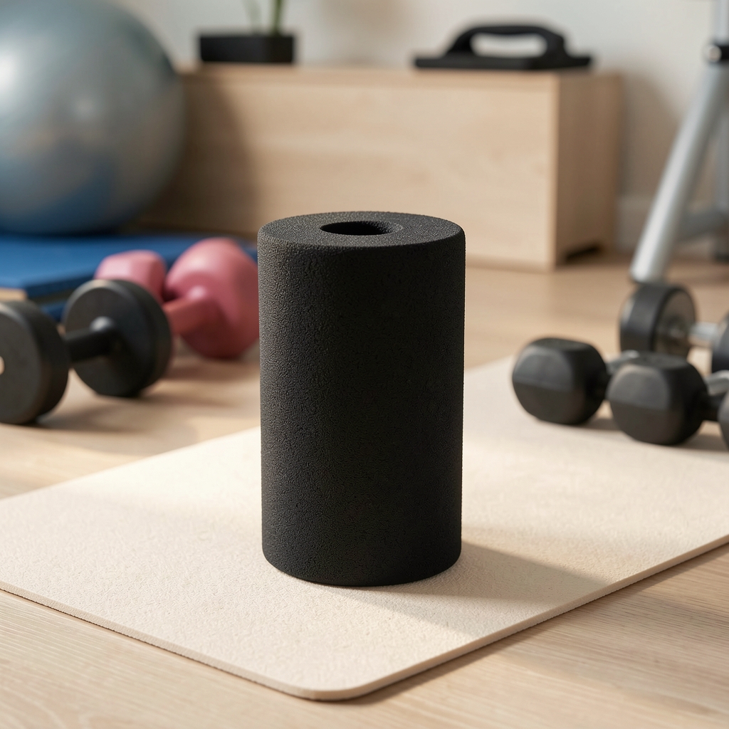 Trigger Point GRID roler za oporavak narandžaste boje sa trodimenzionalnom površinom za duboku tkivnu masažu, na fitness podlozi